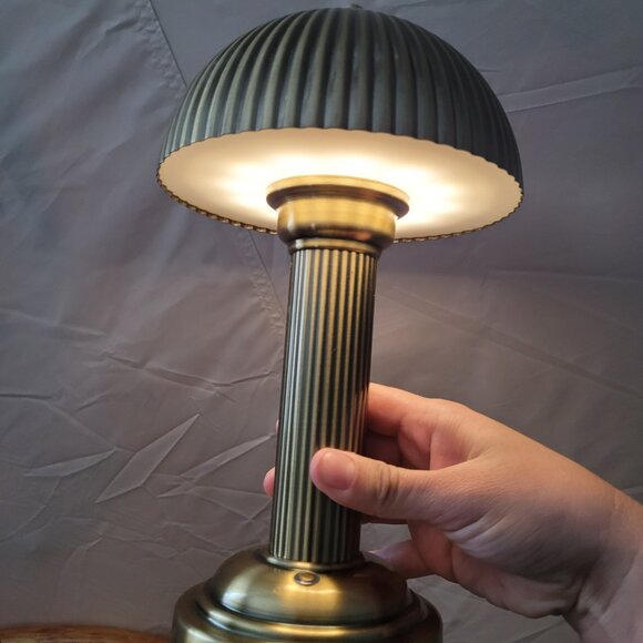 Hearth and Hand Magnolia 11.5" Fluted Metal Rechargeable Library Table Lamp Bras - Picture 5 of 6